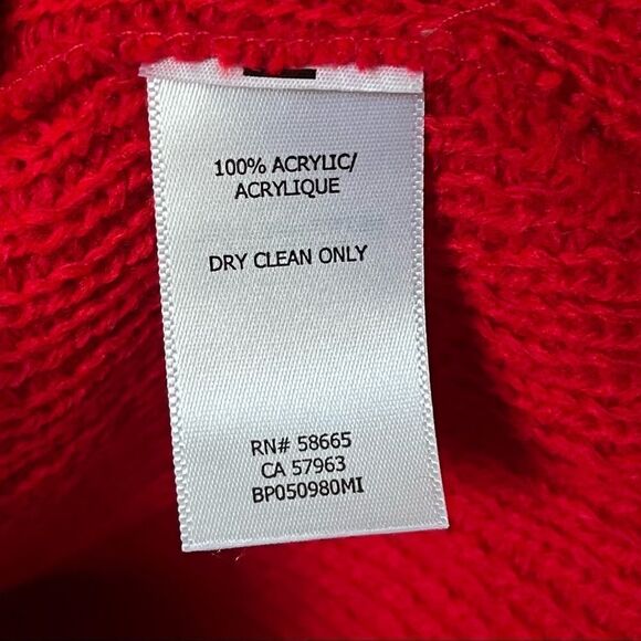 NWT BP Women’s Deep V-neck Fuzzy Tunic Sweater In Red Poinsettia Size S - Picture 4 of 6